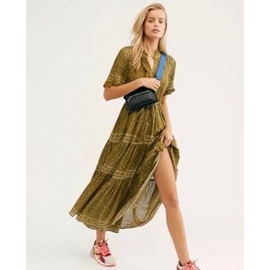 Free People Rare Feelings Green Maxi Dress XS